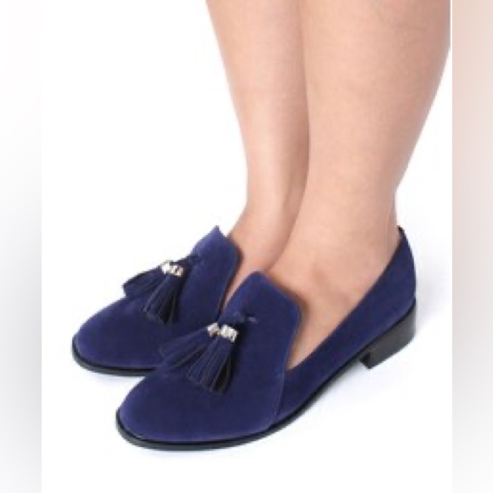 NEW Franco Sarto Blue Suede Hadden Loafer Flat w/ Tassels Slip On Office Wear